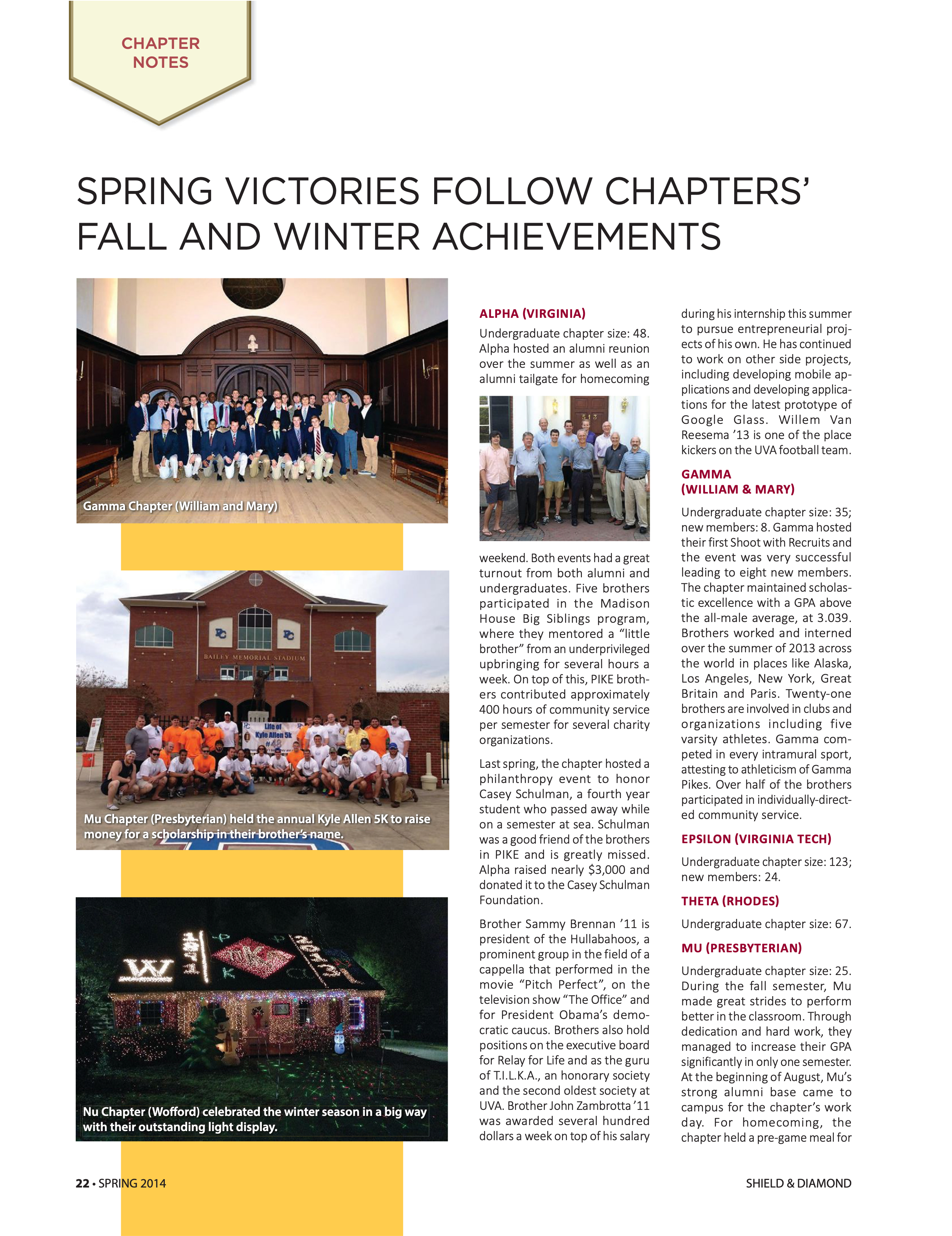 Chapter Notes, Spring 2014